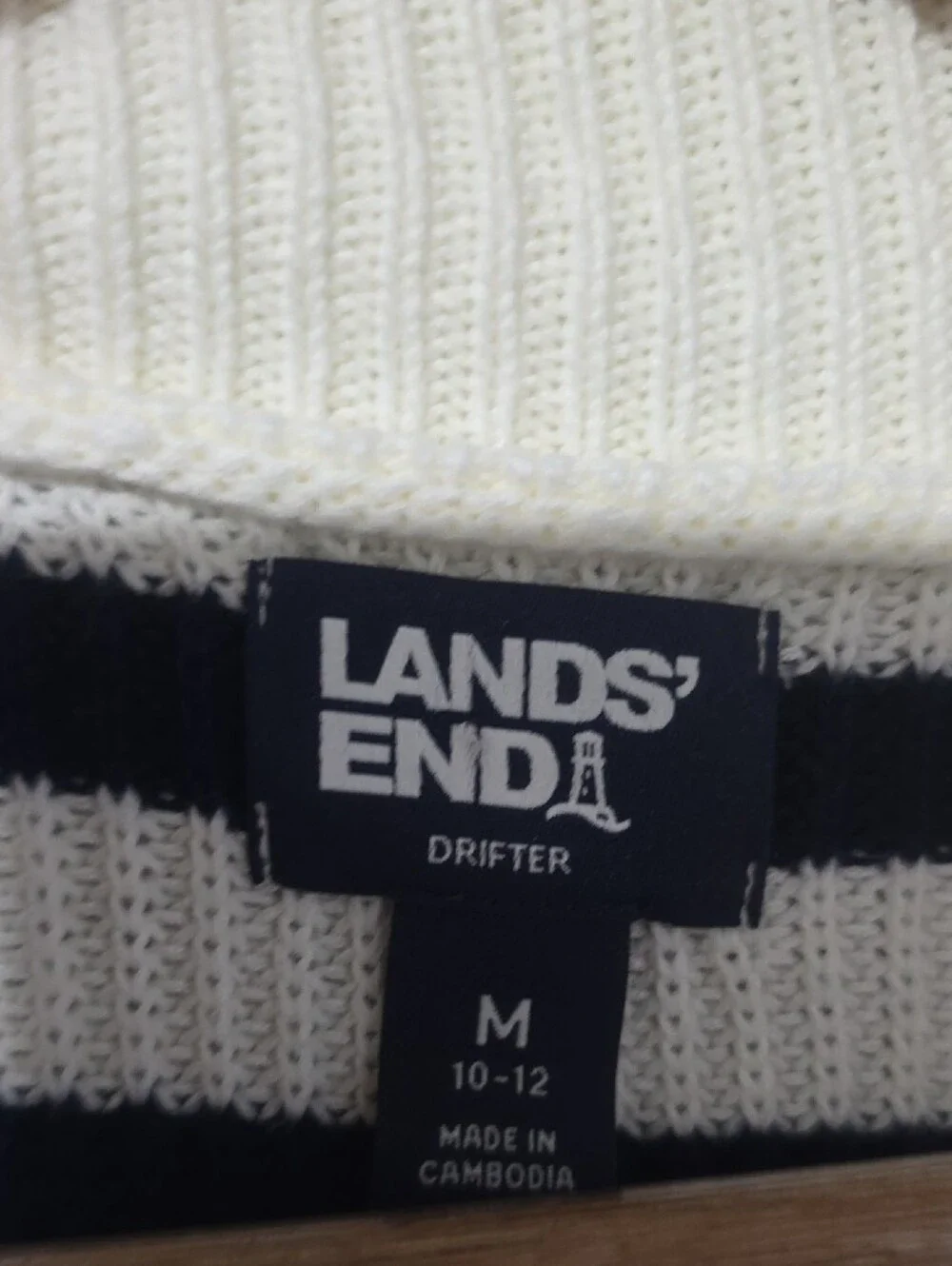 Lands' End Drifter Striped Quarter Zip Sweater